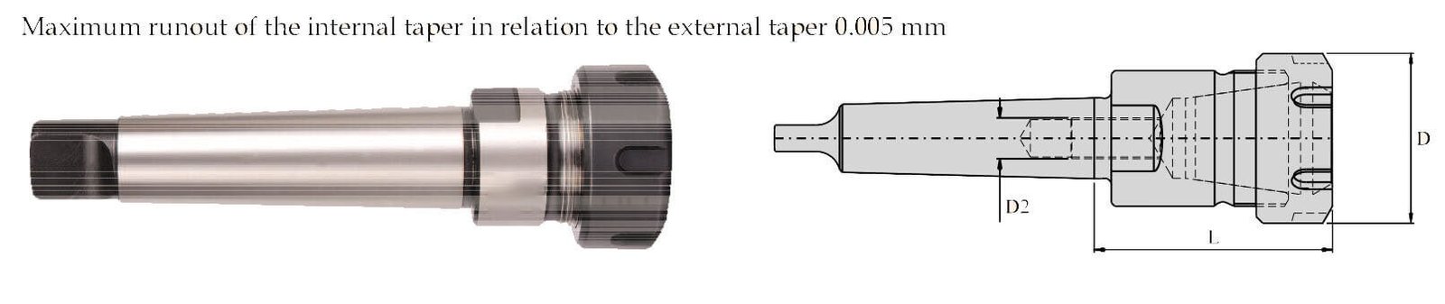 MT 4B ER 40 075 Morse Taper Collet Chuck ER - MTB Tang Type